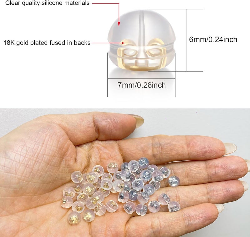 DELECOE 12 PCS White Gold Soft Silicone Earring Backs for Studs,Hypoallergenic Earring Backs Replacements for Studs Earring Hoops Fish Hook Gold Color - Image 4